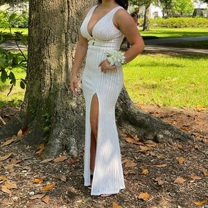 White and nude GB prom dress